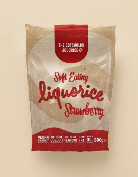 SOFT EATING STRAWBERRY LIQUORICE THE COTSWOLD LIQUORICE CO
