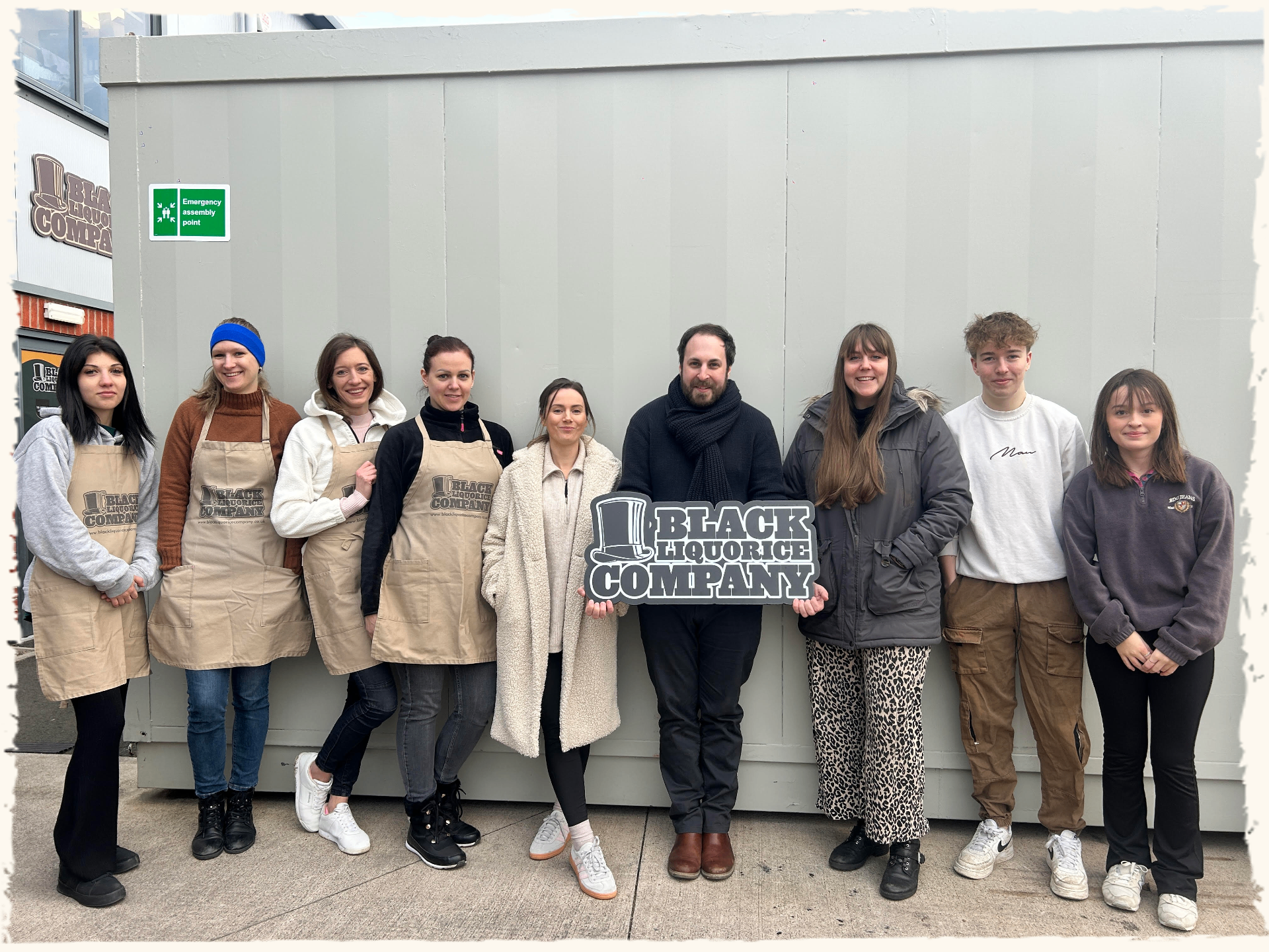 The Black Liquorice Company team outside our Evesham warehouse