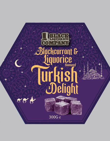 BLACKCURRANT COATED LIQUORICE TURKISH DELIGHT Black Liquorice Company