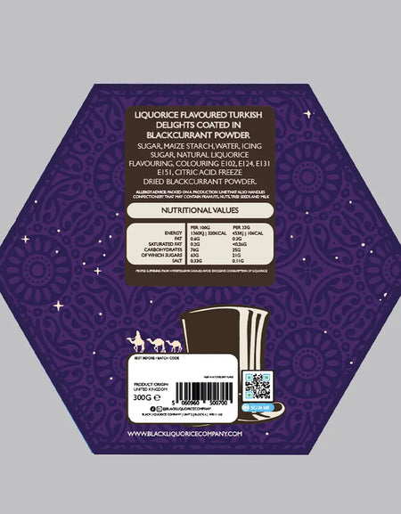 BLACKCURRANT COATED LIQUORICE TURKISH DELIGHT Black Liquorice Company