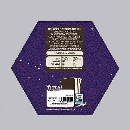 BLACKCURRANT COATED LIQUORICE TURKISH DELIGHT Black Liquorice Company