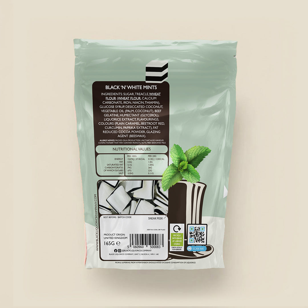 BLACK 'N' WHITE LIQUORICE MINTS Black Liquorice Company