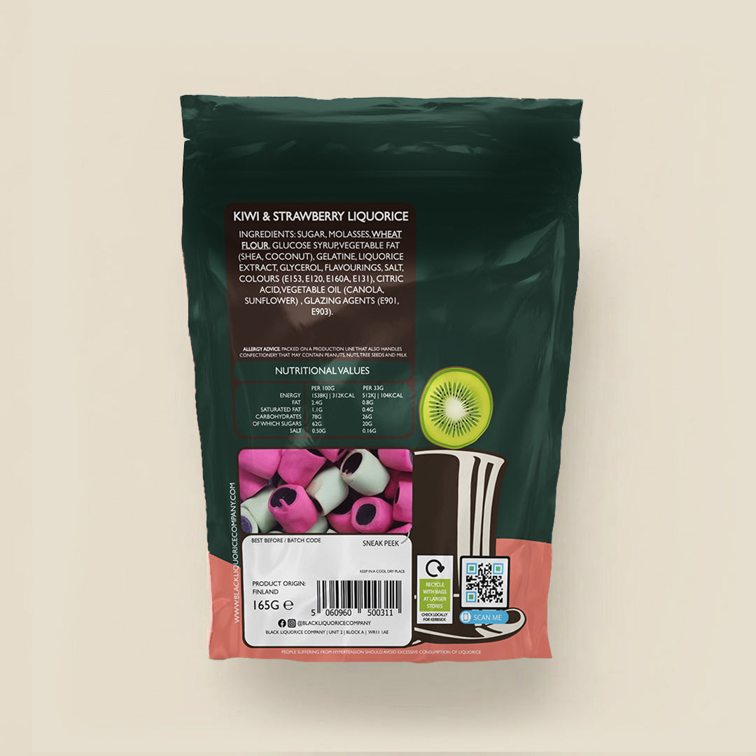 KIWI AND STRAWBERRY LIQUORICE Black Liquorice Company