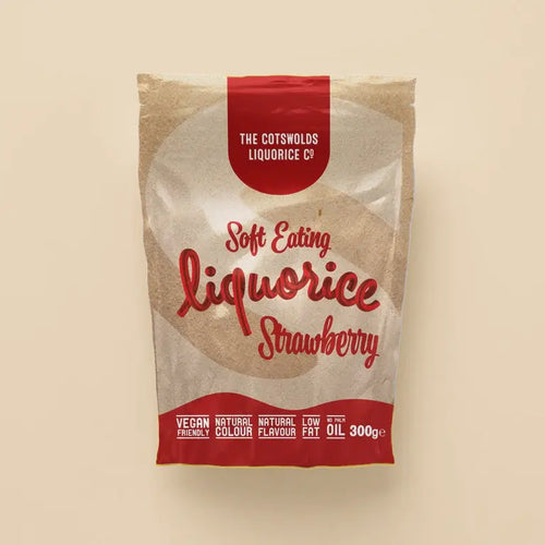 SOFT EATING STRAWBERRY LIQUORICE THE COTSWOLD LIQUORICE CO