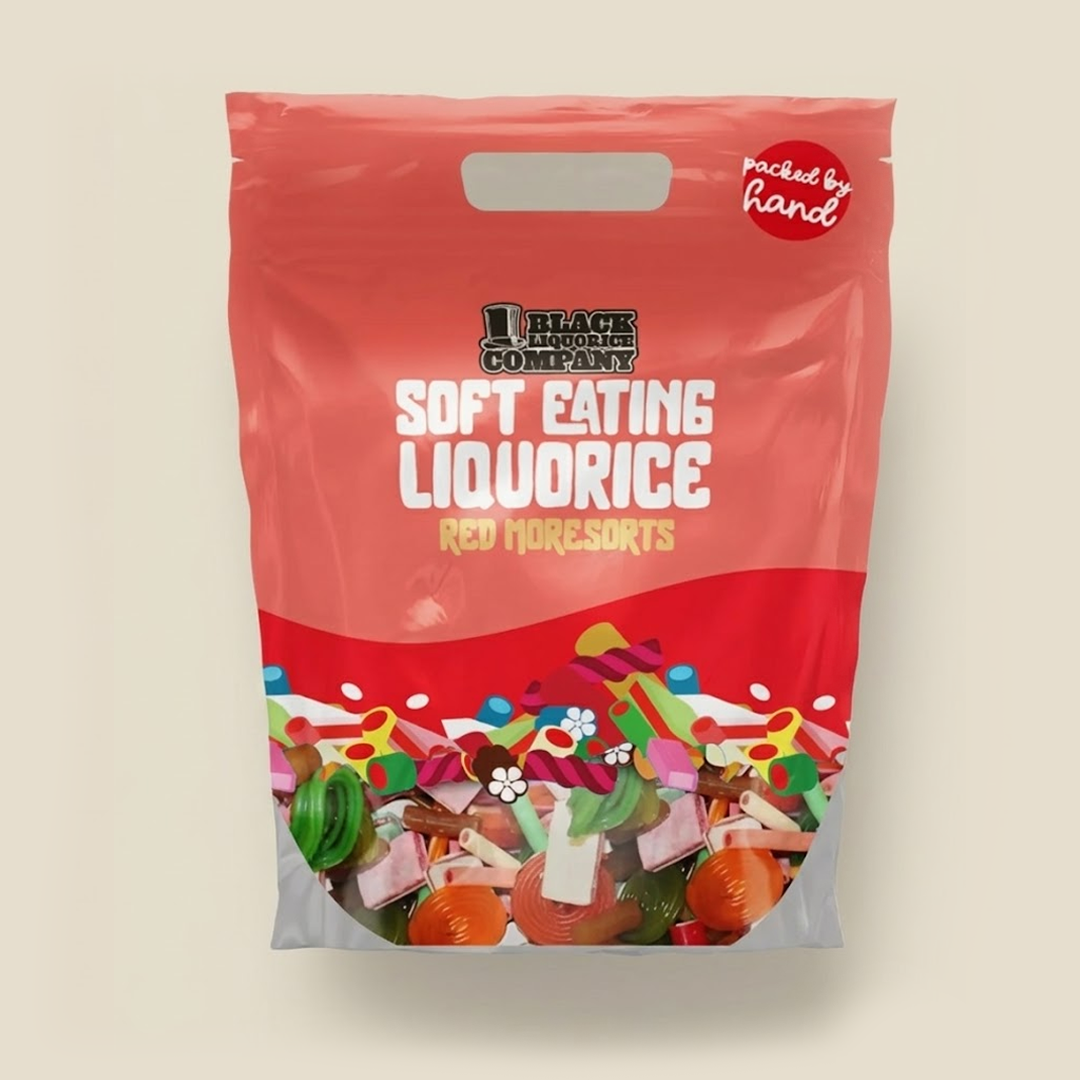 MEGA BAG RED LIQUORICE MORESORTS 1.3KG Black Liquorice Company