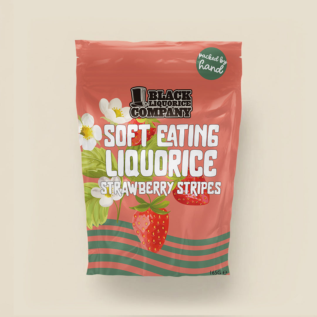 LIQUORICE STRAWBERRY STRIPES Black Liquorice Company